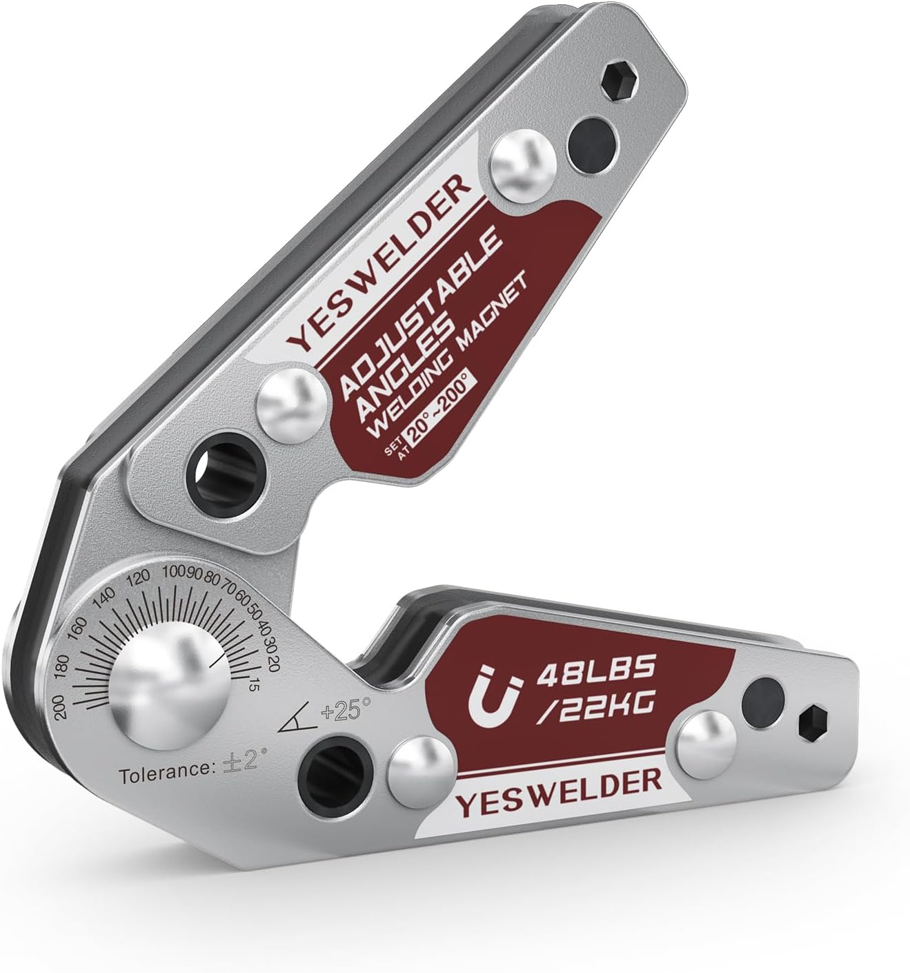 YESWELDER Adjustable Angle Welding Magnet 20-200° Magnetic Welding Holder of 48LBs Holding Power Welding Accessory