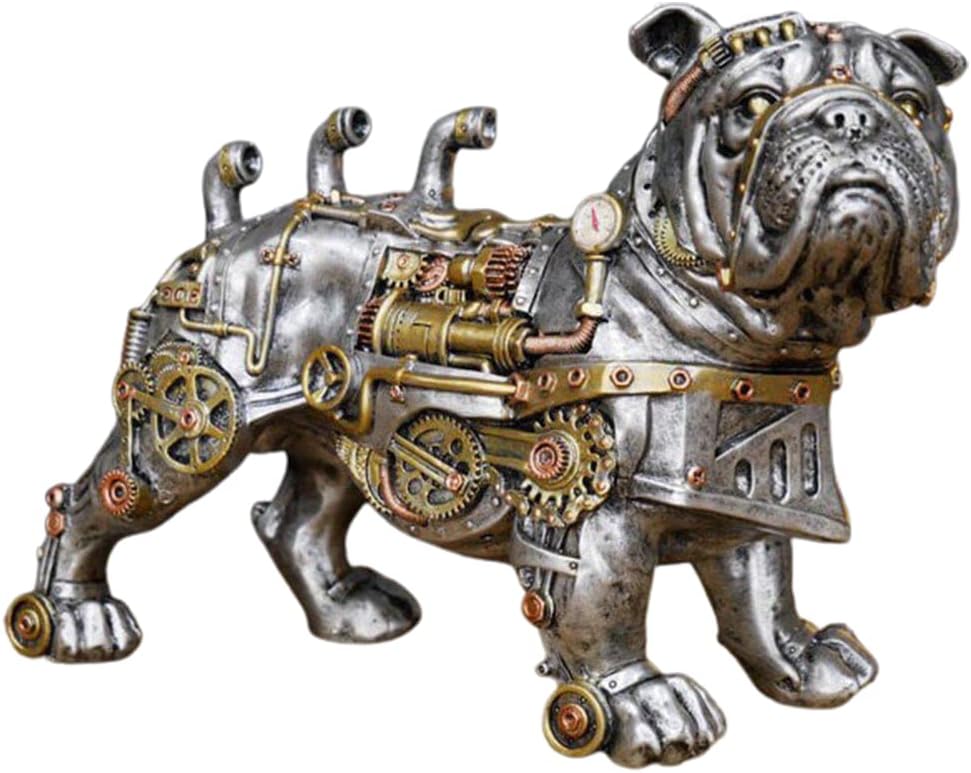 SASKATE Mechanical Dog Ornaments, Steampunk Bulldog Sculpture, Clear Resin Figurine for Desktop, Window Decoration