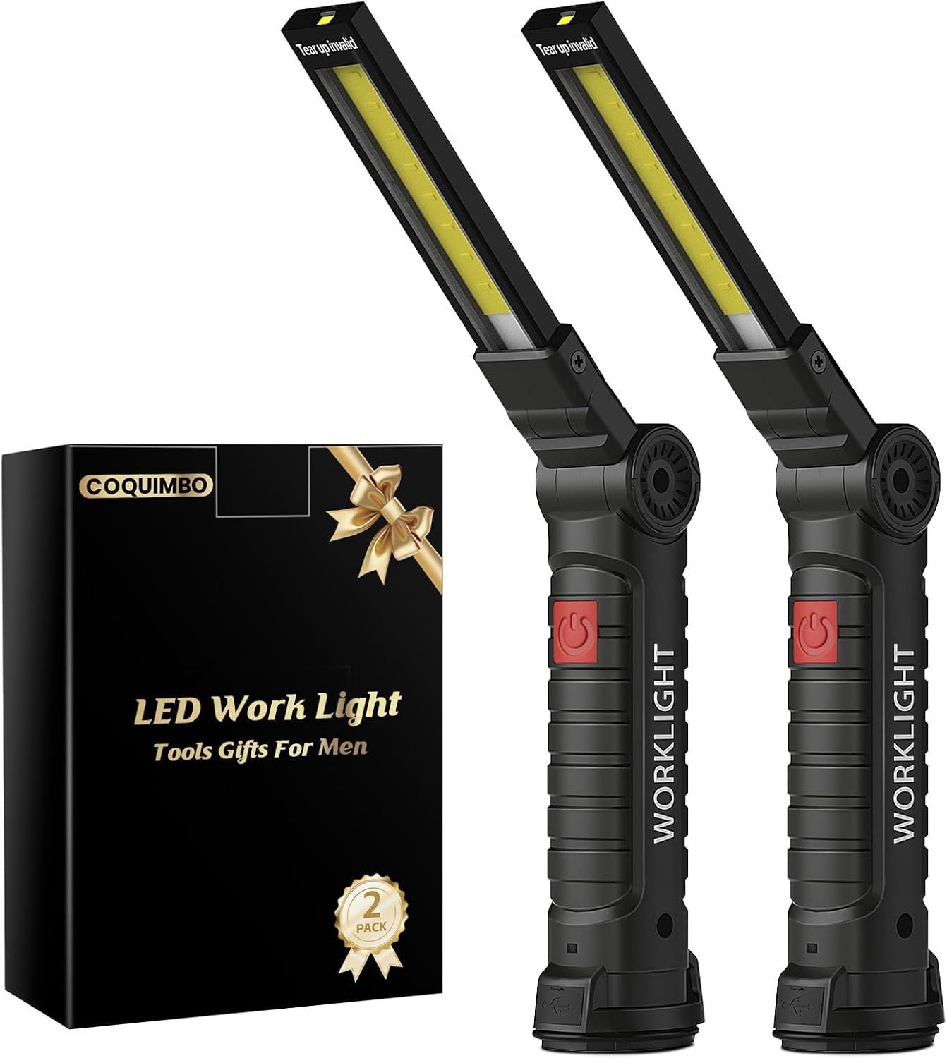 Coquimbo 2 Pack Rechargeable Work Light, Christmas Tool Gifts for Men Dad