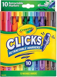Crayola Clicks Retractable Tip Markers (10ct), Washable Art Marker Set, Coloring Markers for Kids, Stocking Stuffer for Kids, 3+