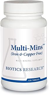 Biotics Research Multi Mins Iron and Copper Free Multi Mineral Complex, Balanced Source of Mineral Chelates and Whole Food, Phytochemically Bound Trace Minerals, Easily Absorbed. 120 Tabs