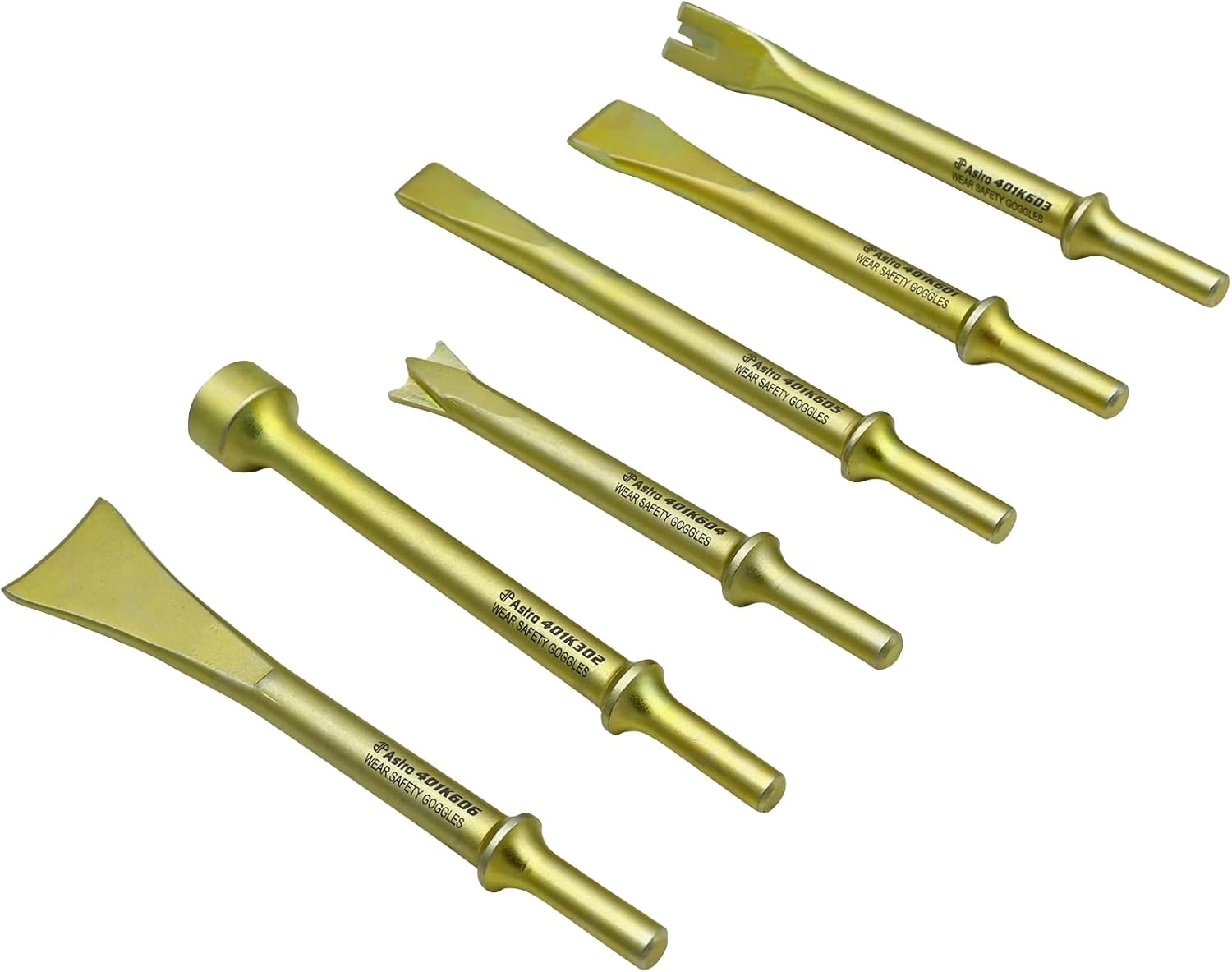 Astro Tools 401K6 6-Piece Heavy Duty THOR Air Hammer, Chisel & Cutter Bit Set .401 Shank