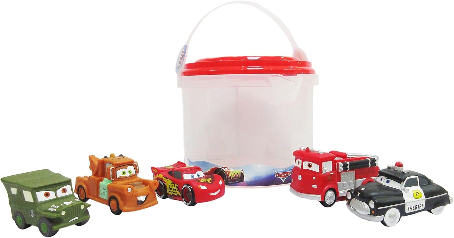 Disney Store Official Disney Pixar Cars Bath Toy Set, 5 Pc., Baby Playset Includes Lightning McQueen, Mater, Red, Sheriff and Sarge Figures - Bath or Paddling Pool Toy, Suitable for 6 months+