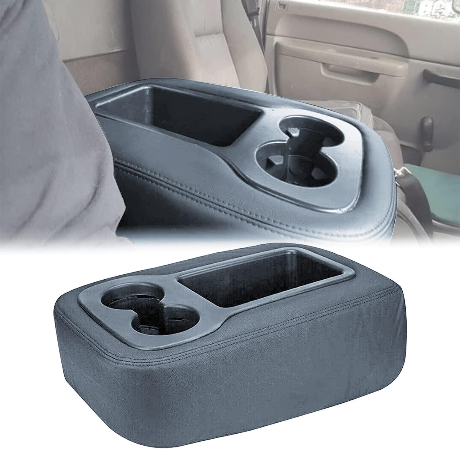 GXARTS Jump Seat Armrest Cover with Zipper Design Center Console Cover Dark Gray Compatible with Chevy Silverado Tahoe Avalanche Suburban GMC Sierra Yukon 2007 2008 2009 2010 2011 2012 2013 2014