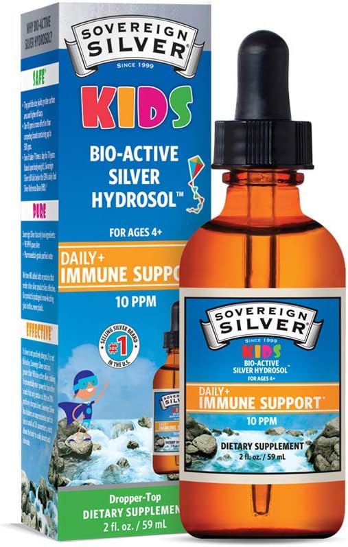 Sovereign Silver Bio-Active Silver Hydrosol for Kids Daily Immune Support - 2 oz Dropper