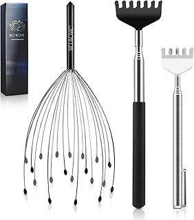 NICEMOVIC 20 Fingers Head Scalp Massager Back Scratcher Stocking Stuffers Stress Relief Gifts for Men Women, Idea Extendable Back Scratcher for Head Body Relaxing, Festival Birthday Christmas Gifts