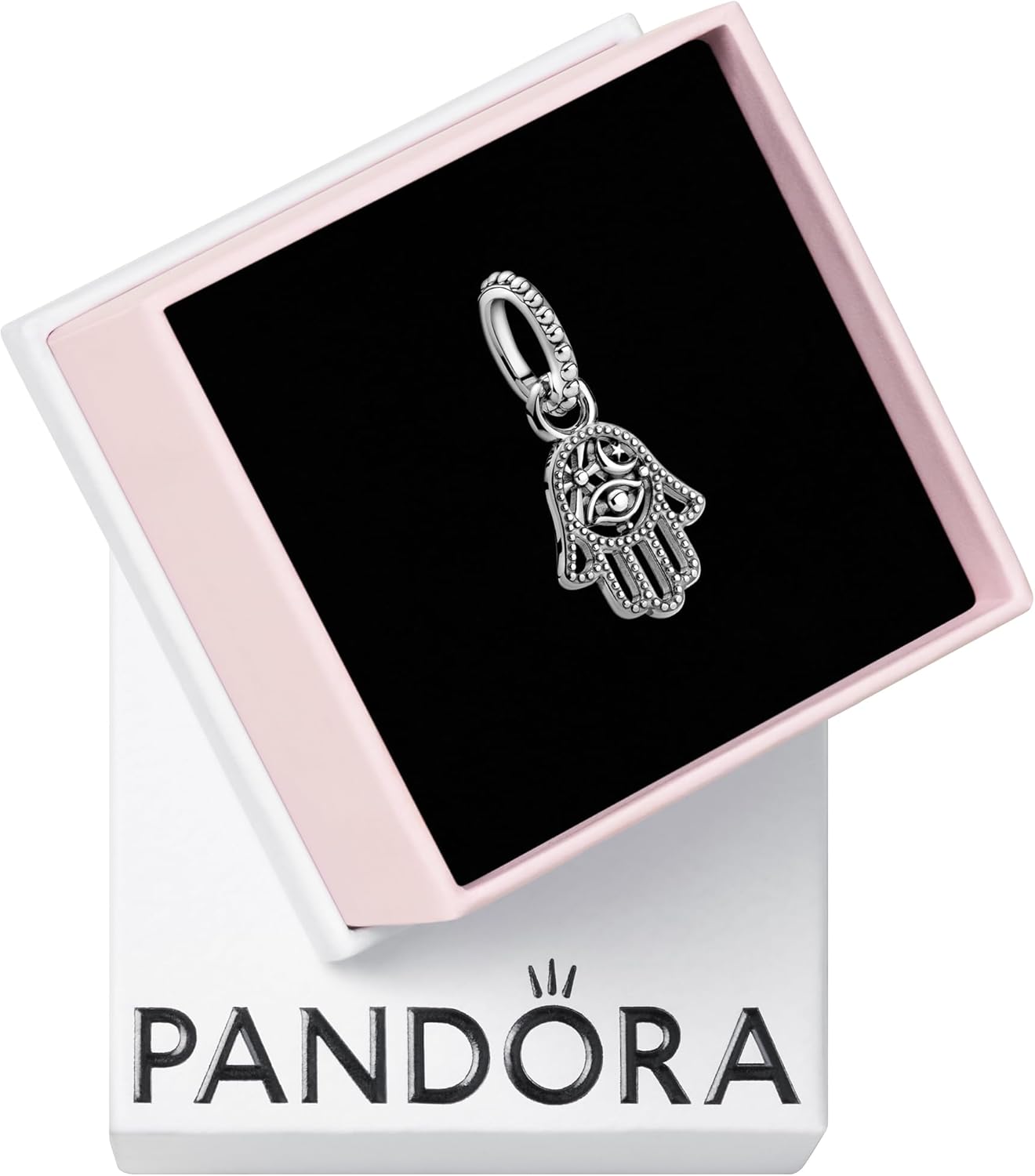 Pandora Protective Hamsa Hand Dangle Charm - Compatible Moments - Gift for Her - Made with Sterling Silver - with Gift Box