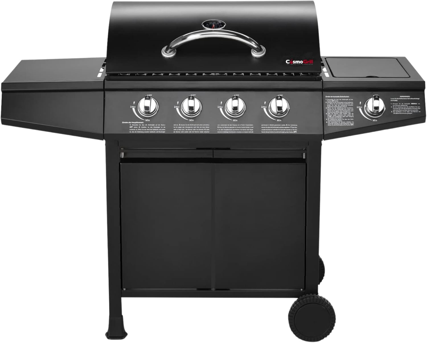 CosmoGrill 4+1 Series Gas BBQ with Side Barbecue Burner and Storage (4+1 BBQ with Cover)