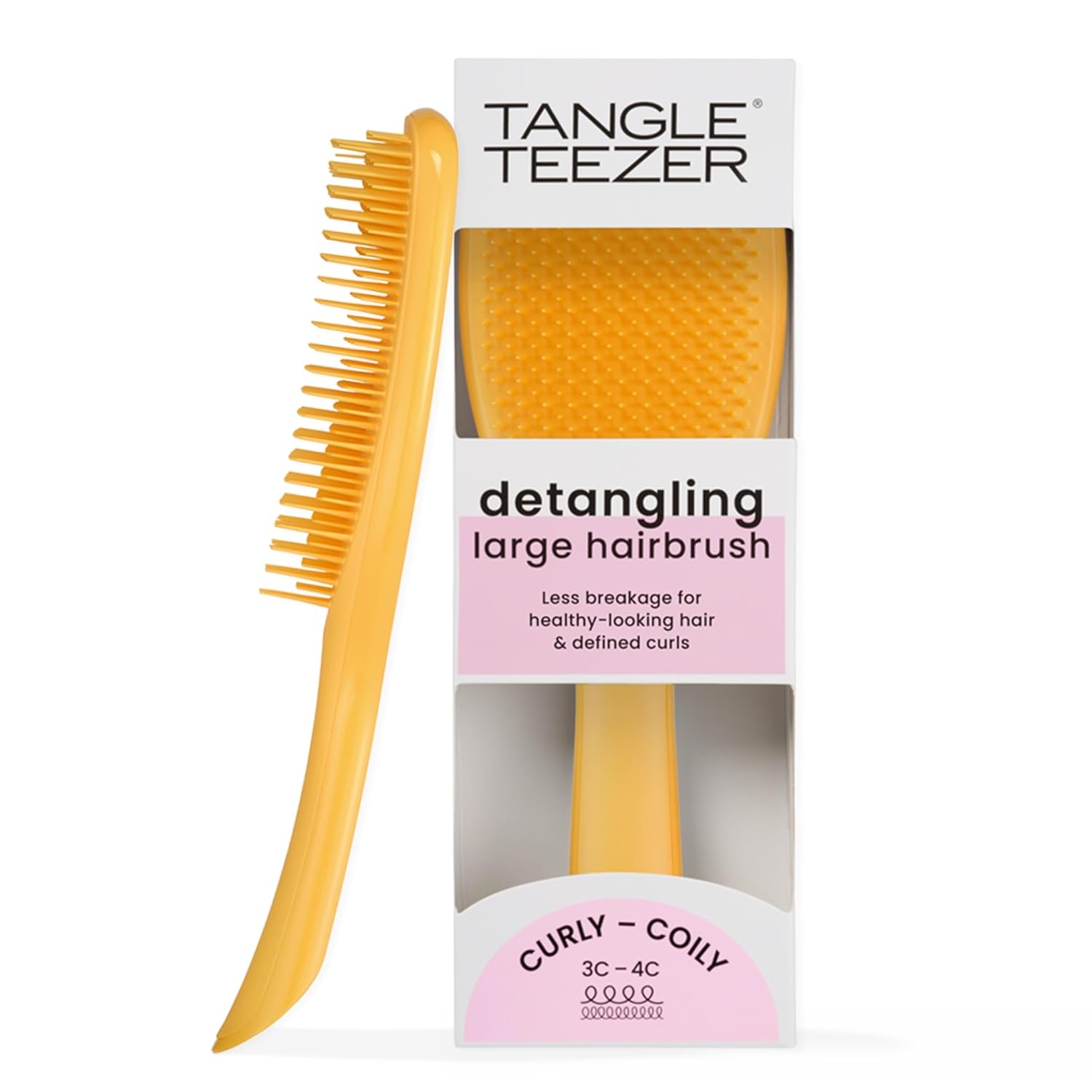 Tangle Teezer Ultimate Detangler Curly Hair Brush, Dry & Wet Hairbrush, Reduces Frizz & Breakage, for Curly to Coily, 3C to 4C Hair Types, Large, Yellow Daffodil