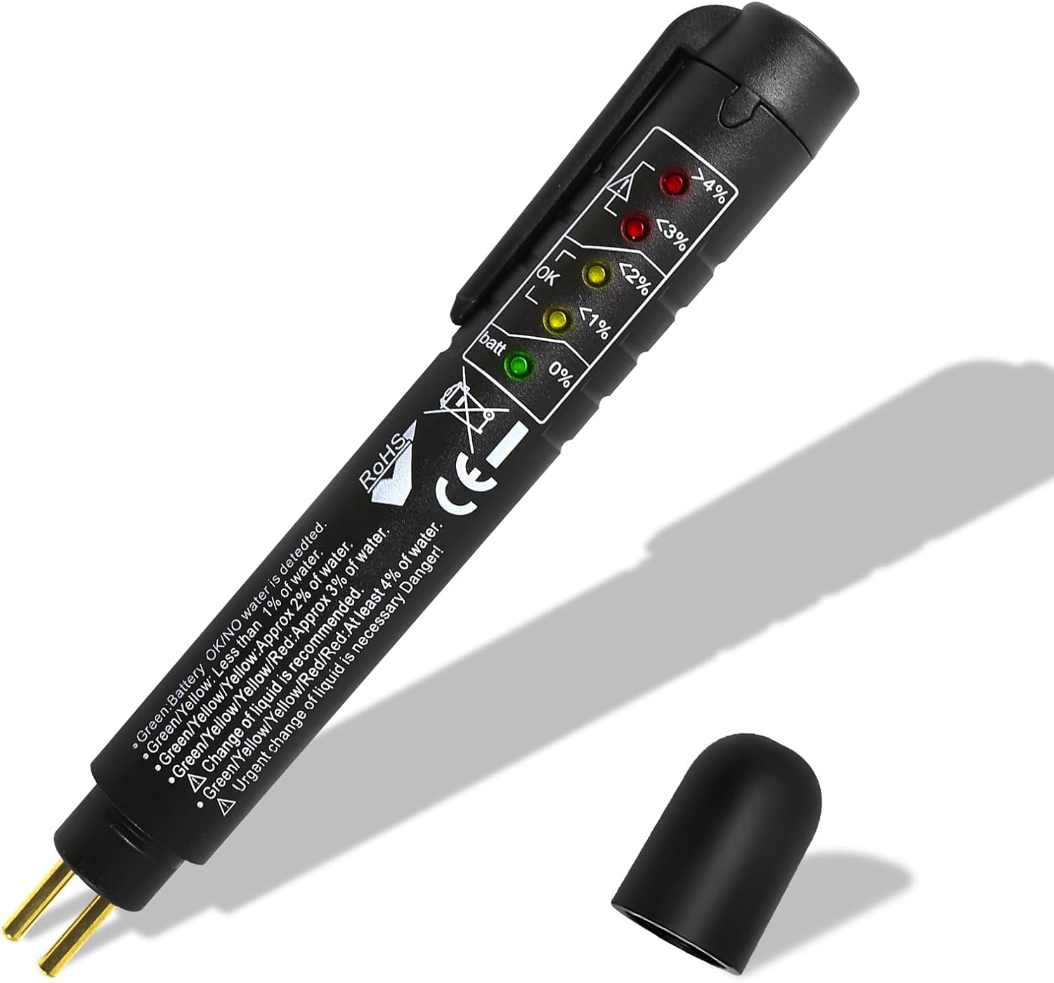 wuyaoyao Brake Fluid Liquid Tester Pen with 5 LED Indicators, DOT 3 DOT 4 DOT 5.1 Brake Fluid Tester Pen, Brake Fluid Liquid Testing Pen Auto Brake Diagnostic Tool for Check Engine