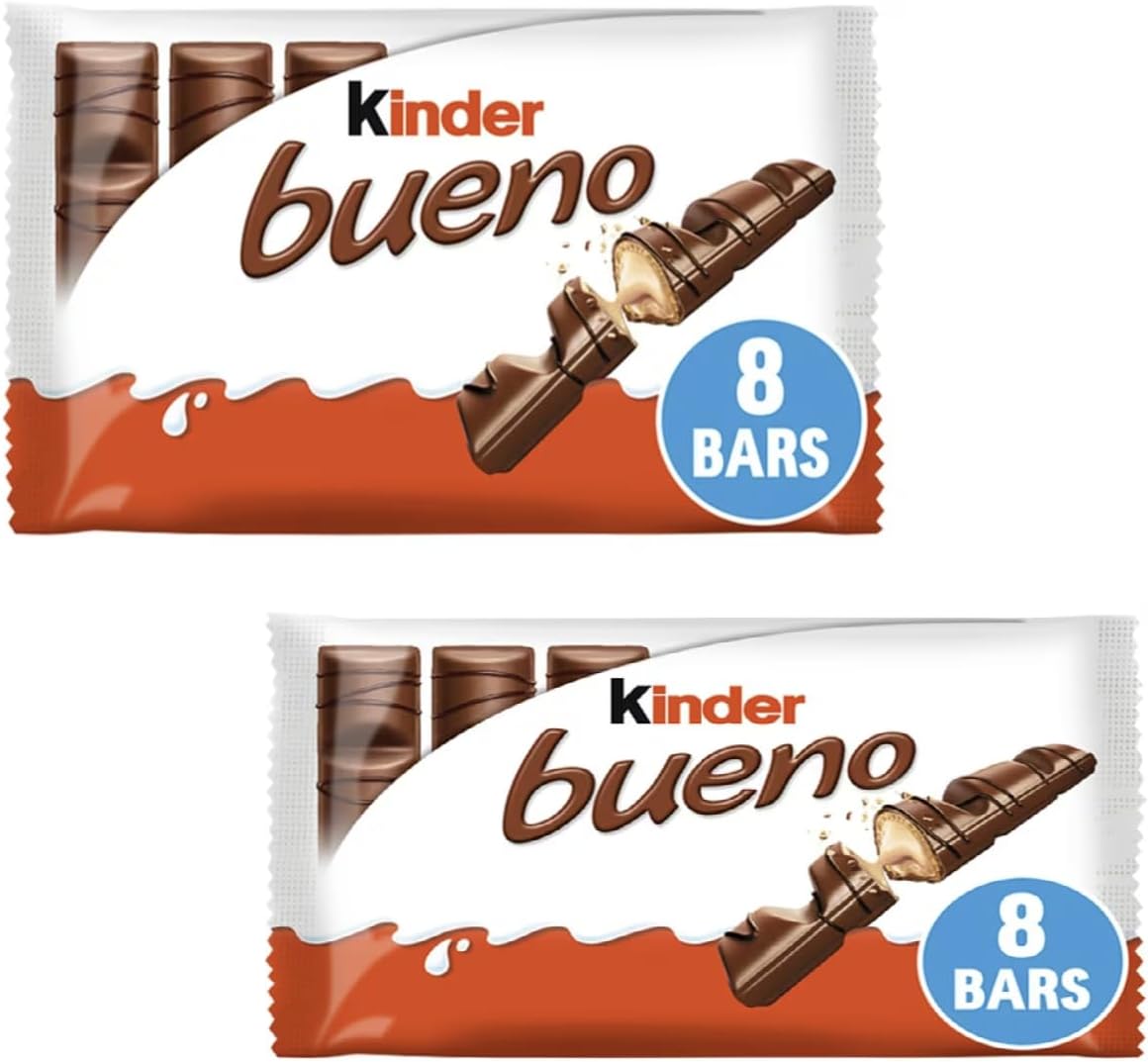 Kinder Bueno Milk & Hazelnut Chocolate Bars Multipack 4 X 43g (2 Pack)