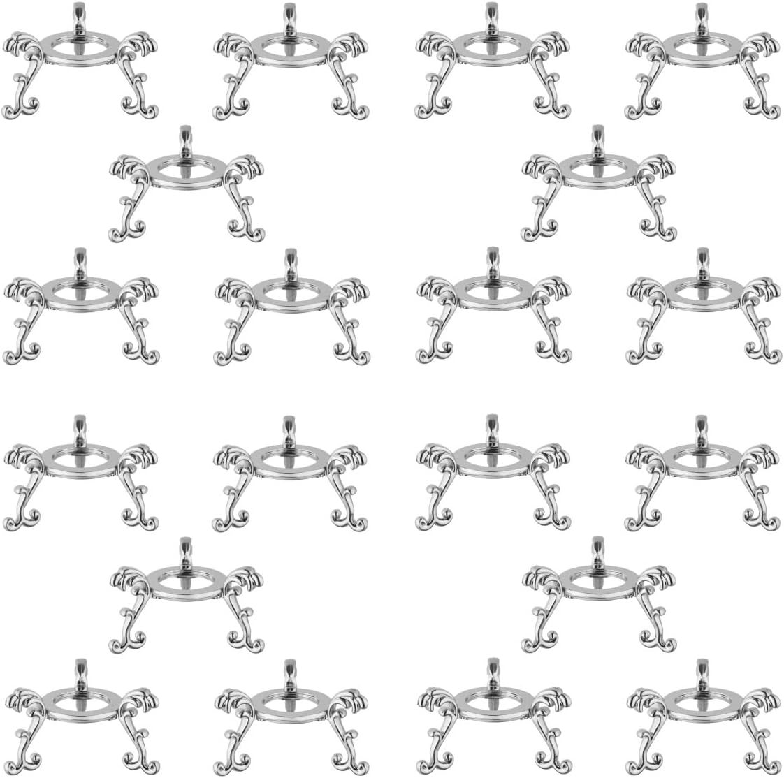 20pcs Small Silver Crystal Ball Sphere Holders - 2in Metal Crystal Stone Display Stand