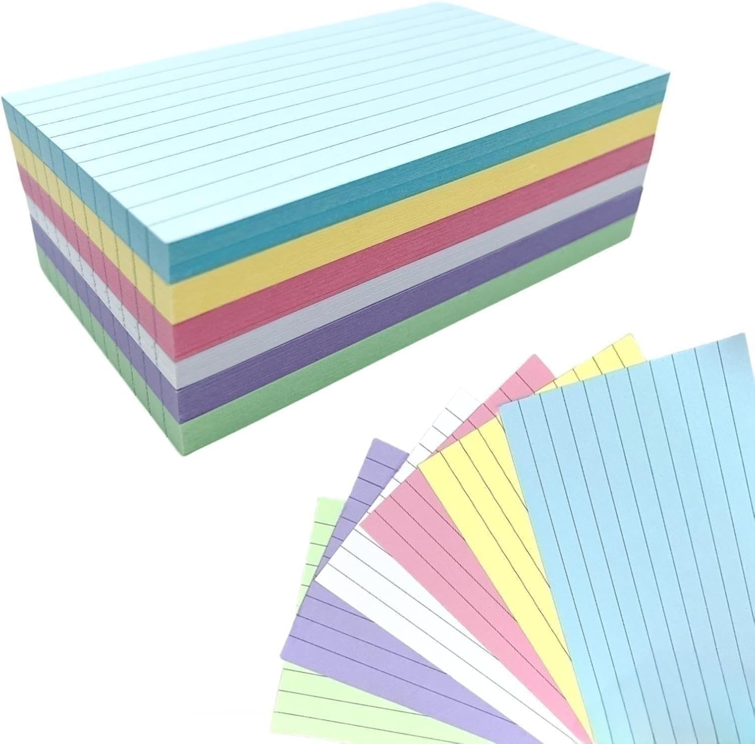 Record Cards Paper 300Pcs Revision Cards 12.7 * 7.6cm Lined Index Crads Assorted Colours for Office Working School Learning