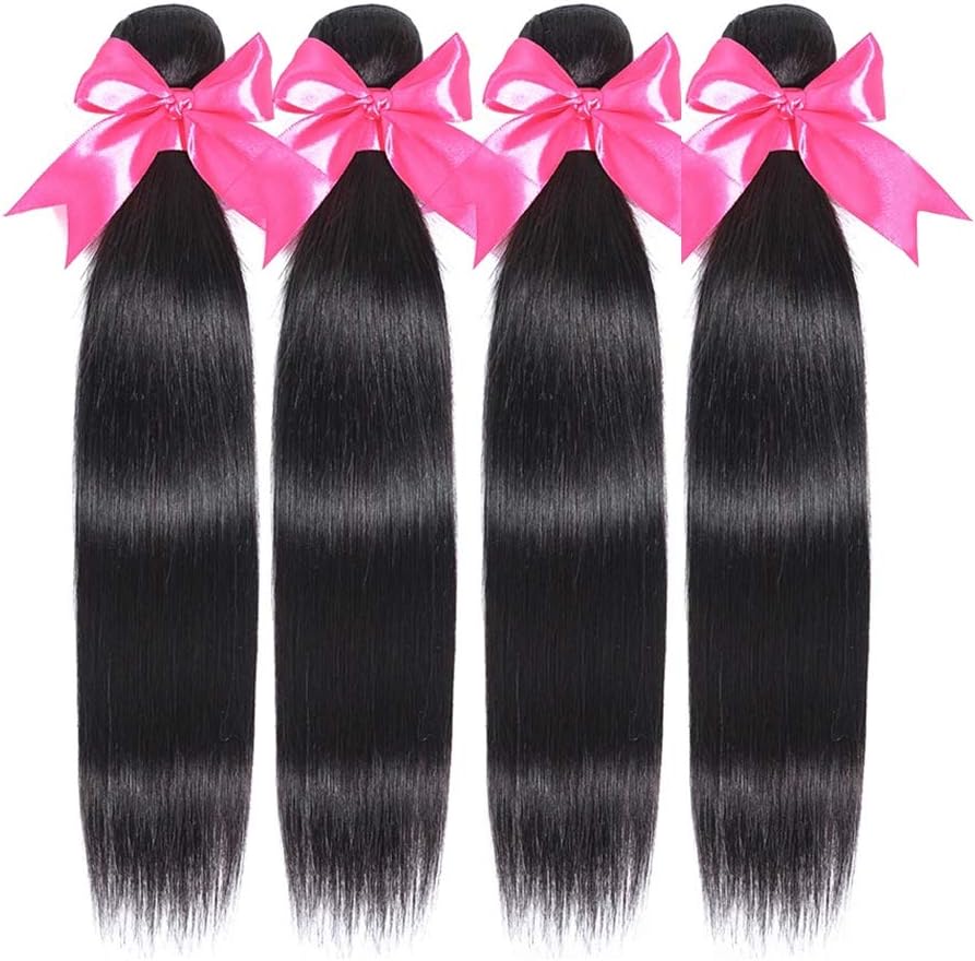 12A Brazilian Hair Bundles Straight Human Hair Weave Bundles Brazilian Straight Hair 3 Bundles Natual Black Color 300g Total 10 12 14 inch Romface