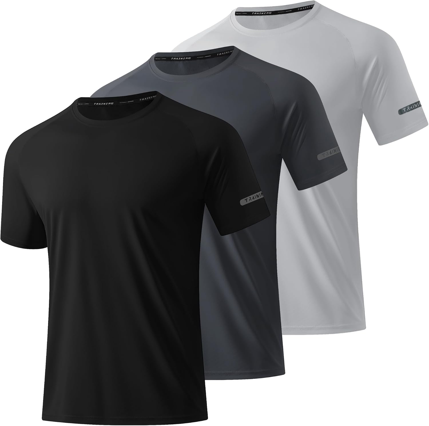 3 Pack Workout Shirts for Men Short Sleeve UPF 50+ Sun Protection Tee Moisture Wicking Athletic Rash Guard T-Shirts Running