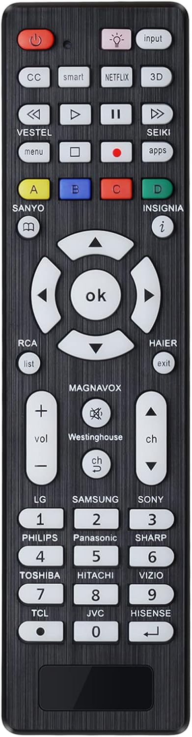 Universal TV Remote for Samsung,LG, Sony, Sharp, Vizio, Philips, Toshiba, Hitachi, Sanyo, JVC, TCL, Hisense, Vestel, Seiki, Insignia, Magnavox, haier, Panasonic All Series TV