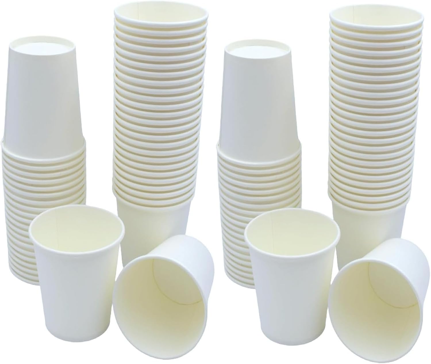 Sunrise Packaging 100 x 7oz White Paper Cups for Hot & Cold Drinks Biodegradable Leak-Resistant Eco-Friendly Single Wall Disposable Coffee/Tea Paper Cups