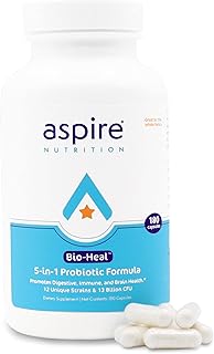 5-in-1 Bio-Heal® Probiotic for Kids, Men & Women - Best Supplement for Brain Function, Gut Health & Constipation - Shelf Stable & Fortified with Vitamin, Mineral & Prebiotics Capsules