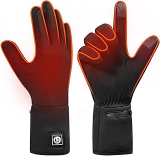DAY WOLF Heated Glove Liners, 7.4V Heated Gloves for Men Women Black Thin Gloves for Winter Running Cycling,Riding