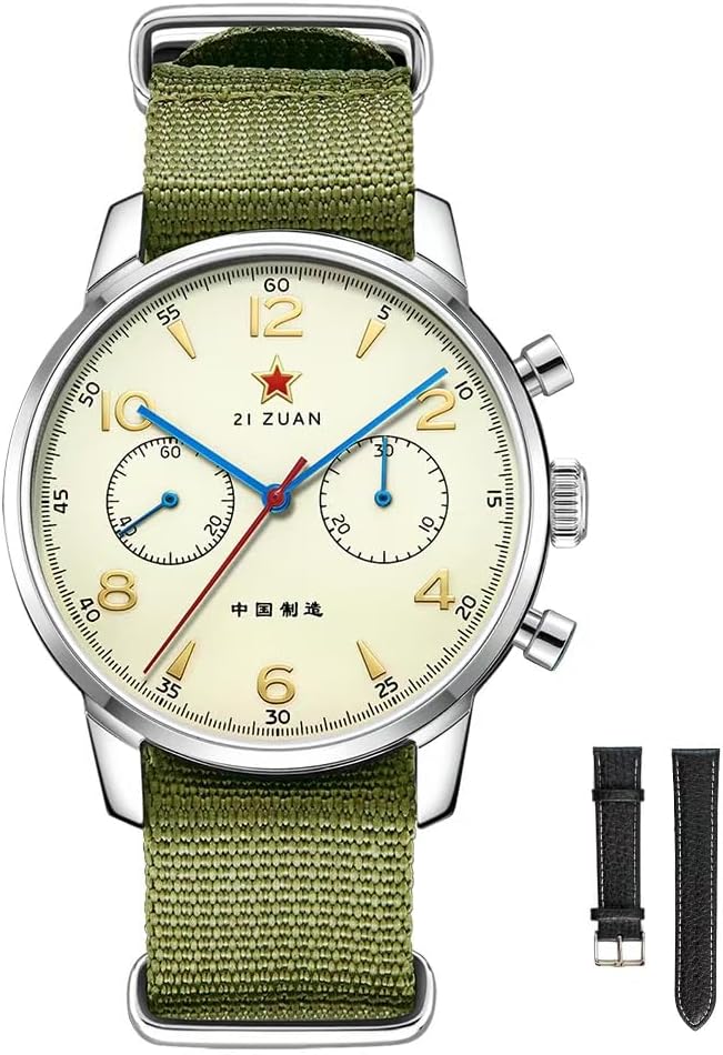 Mens Watches 1963 40mm Manual Winding Seagull ST1901 Movement Aviation Chronograph Pilot's Watch Mechanical Sapphire Glass Stainless Steel Case