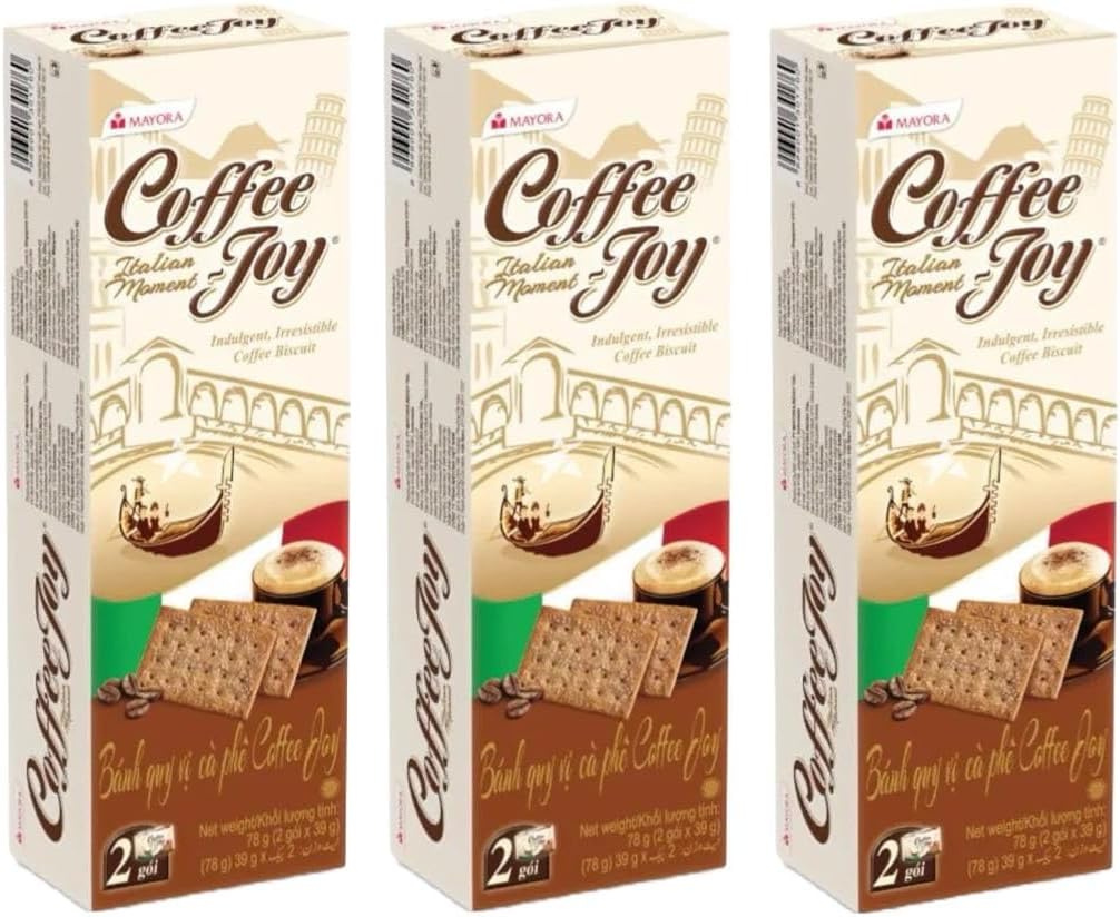 Kopiko Mayora Coffee Joy Biscuits Crispy Crackers Snacks 78g (3 Packs with 6 Individual Bags) Halal