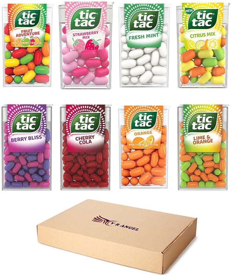 Tic Tac 8 Mint Sweets For Refreshment 8 Flavors (Fruit Adventure, Lime & Orange, Cherry Cola, Berry Bliss, Fresh Mint, Strawberry, Orange, Citrus) Sold By VR Angel
