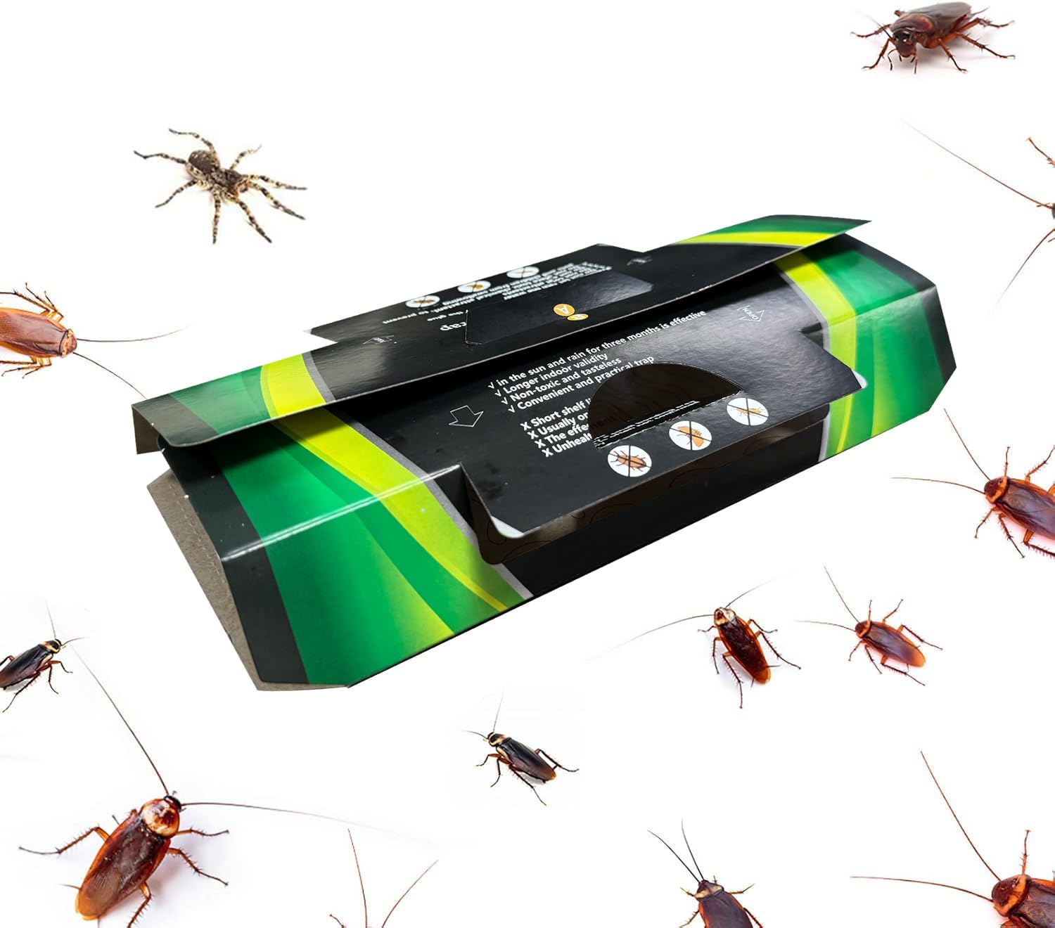 18 Pack Cockroach Trap Sticky with Bait, Strong Glue Catchers for Pests in Kitchens, Pantries and Homes, Garage, Shed. Highly Effective, Cockroaches Killer.