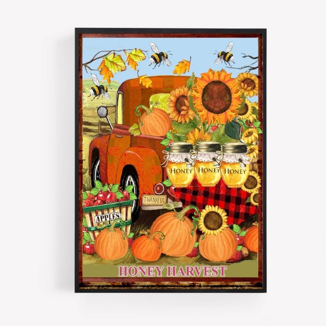 gfc pumpkin autumn halloween Print Picture Poster shabby chic harvest truck A4 UNFRAMED wall art Home decor Decorating cafe