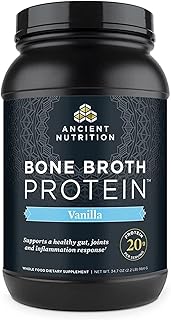 Ancient Nutrition Protein Powder Made from Real Bone Broth, Vanilla, 20g Protein Per Serving, 40 Serving Tub, Gluten Free Hydrolyzed Collagen Peptides Supplement, Great in Protein Shakes