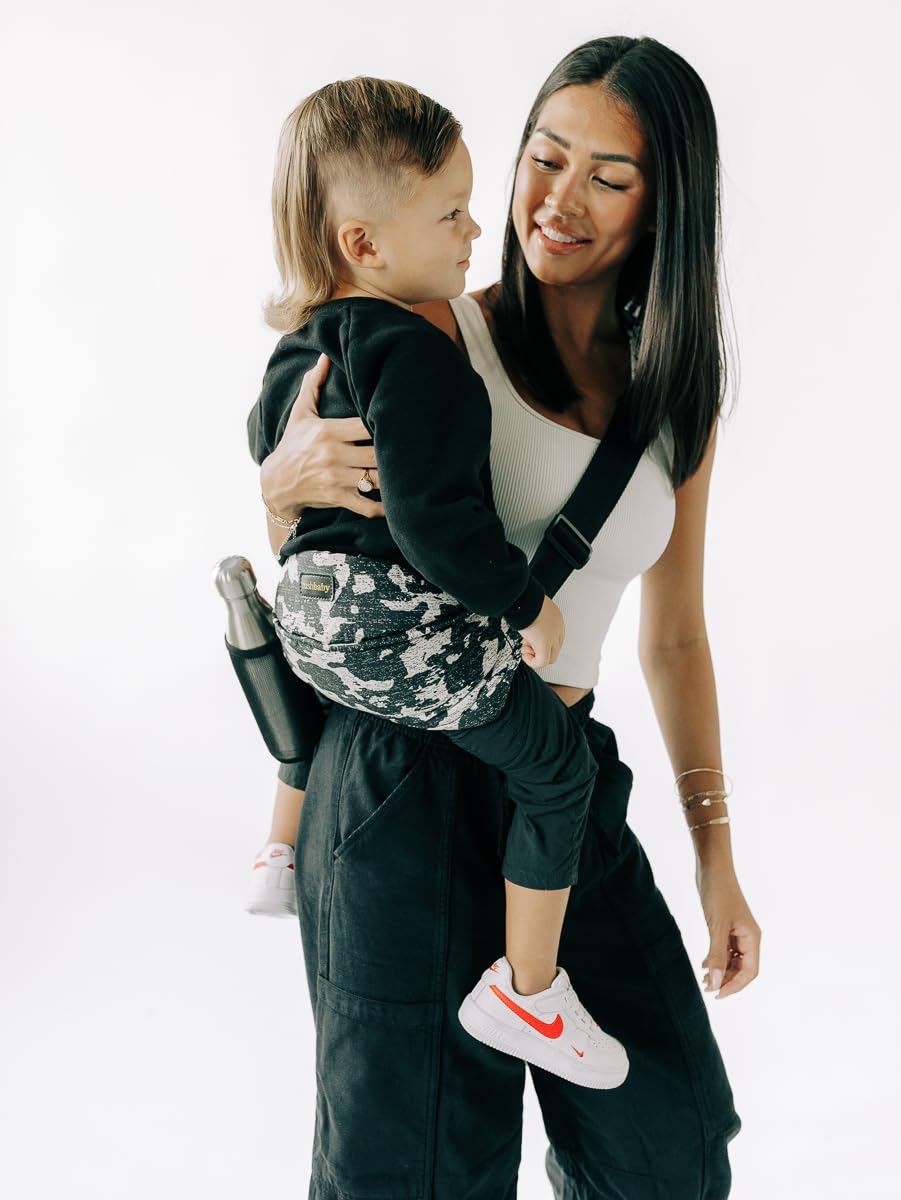 Tushbaby Liftoff Toddler Sling - Minimalist, Easy-On Toddler Carrier for Quick Carrying – Compact, Comfortable, and Stylish with Built-in Phone Pocket & Bottle Holder (Abstract)
