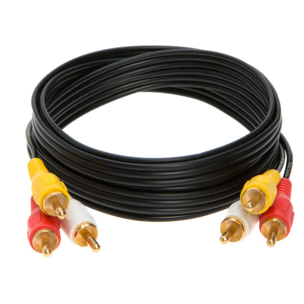 3RCA Video/Stereo Audio Cable, Composite Wire Cord DVD HDTV 6ft, 12ft, 15ft, 25ft (12FT)
