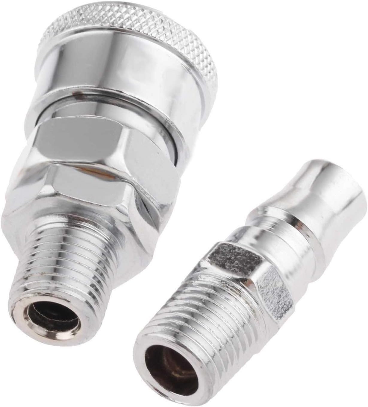 JIYAMI'EN EL 2Pcs Iron Check Valve Pneumatic Parts Euro Air Line Hose Compressor Connector Quick Release 1/4 Inch BSP Male Thread Coupler for SM20 PM20