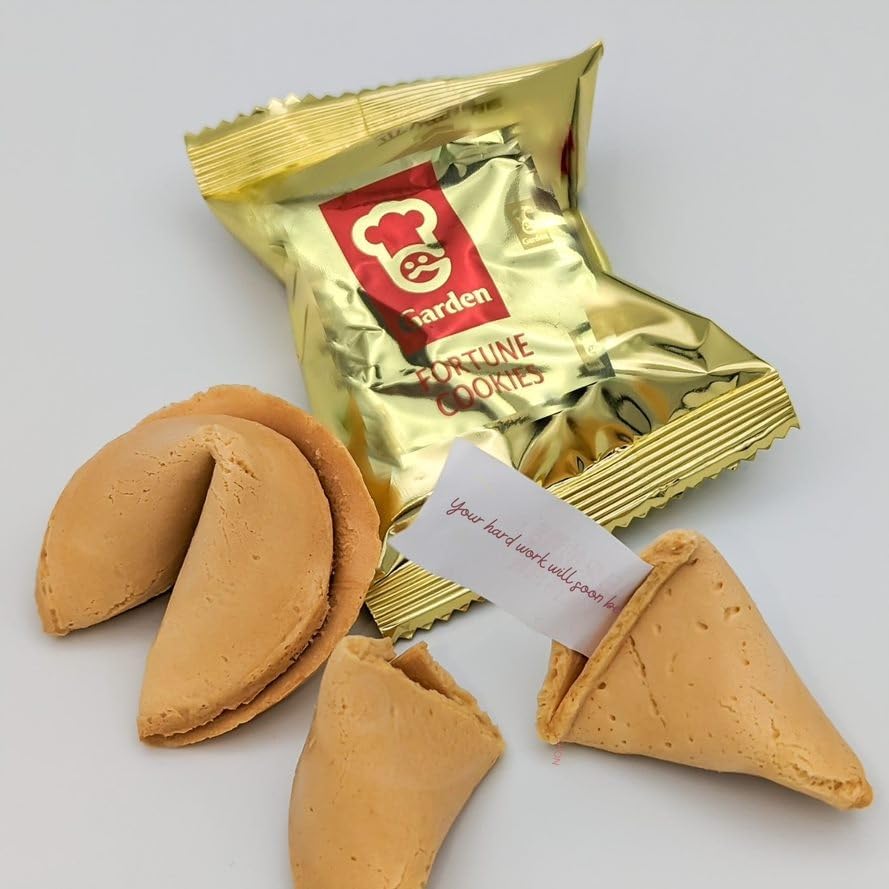 25 Traditional Fortune Cookies Individually Wrapped – Crisp Golden Biscuits with English Messages – Ideal for 2026 Lunar New Year, Wedding Favours and Party Bags
