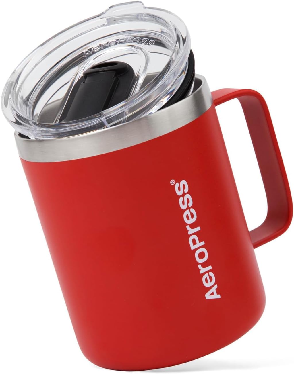 AeroPress Travel Coffee Mug with Handle, Red, 12 oz