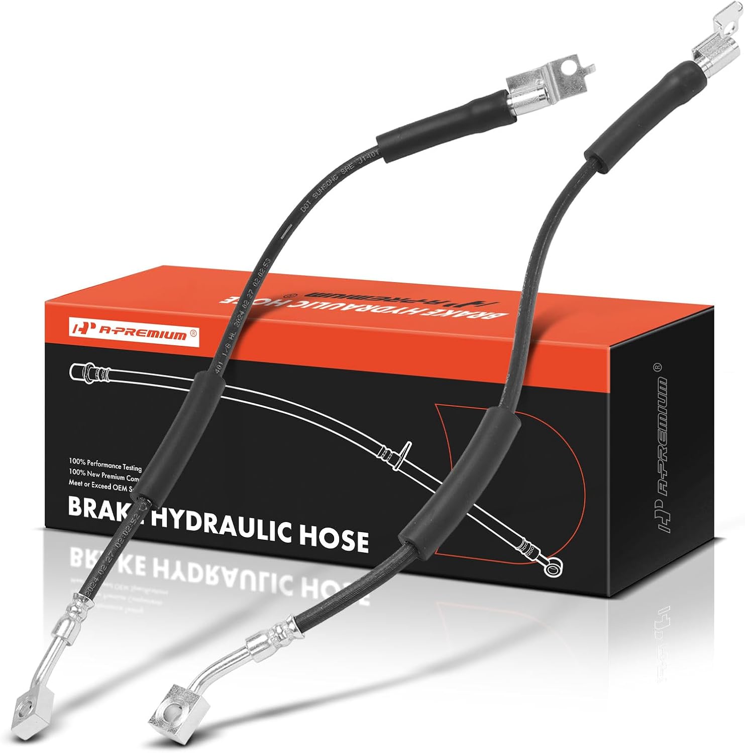 A-Premium Front Driver and Passenger Side Brake Hydraulic Hose Compatible with Select Jeep Models - Grand Cherokee 1993-1998, Wrangler, Cherokee, Comanche, Grand Wagoneer, TJ, Wagoneer, Pack of 2