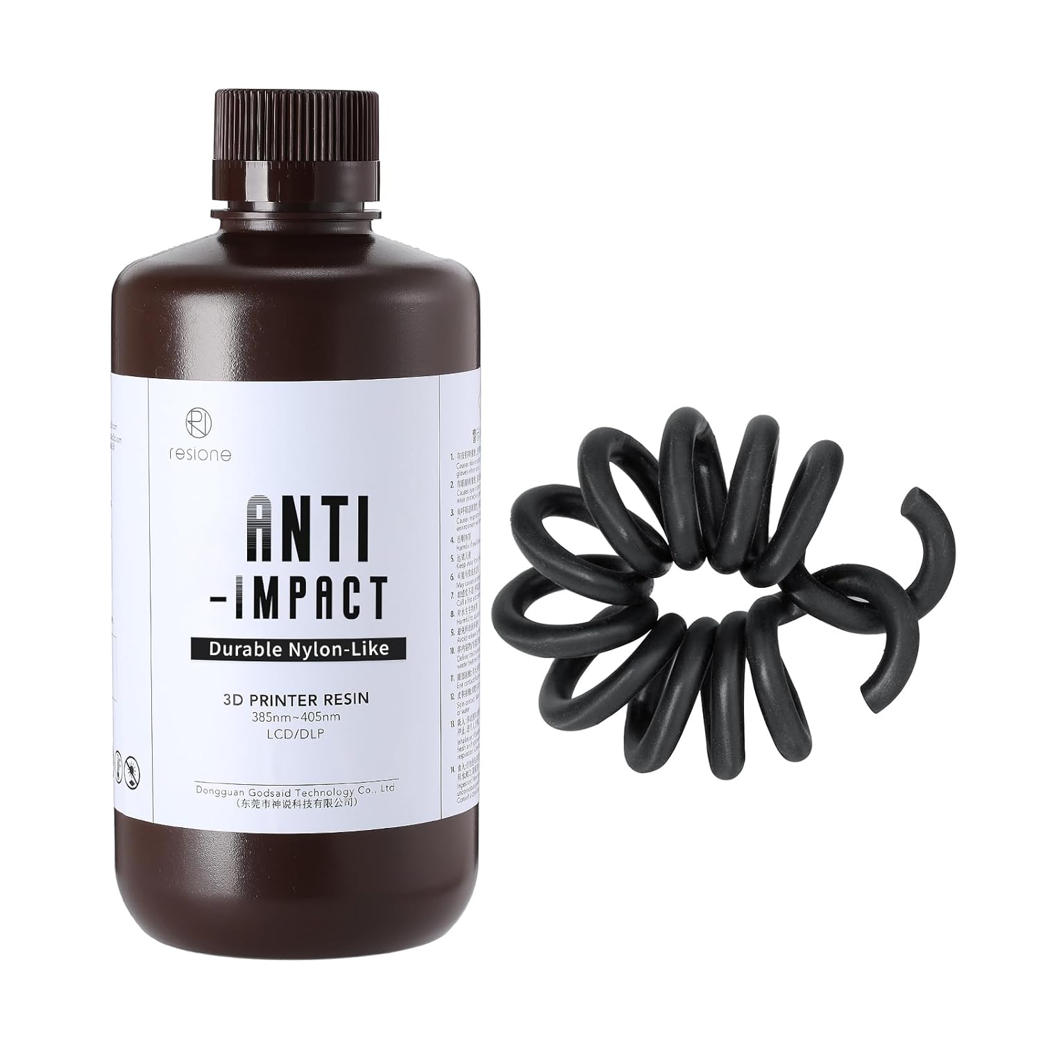 RESIONE Anti-Impact 3D Printer Resin – Nylon-Like, Tough and Wear-Resistant Low Water Absorption 3D Printing Liquid for High-Precision LCD/MSLA/DLP 3D Printing (Black, 1KG)