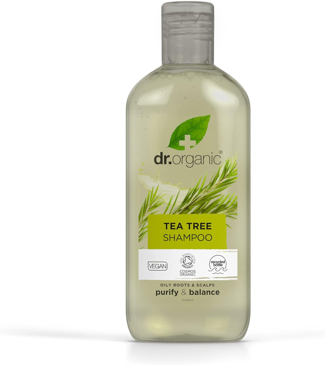 Dr Organic Tea Tree Shampoo, Purifying, Oily Roots & Scalps, Natural, Vegan, Cruelty-Free, Paraben & SLS-Free, Recyclable & Recycled Ocean Bound Plastic, Certified Organic, 265ml, Packaging may vary
