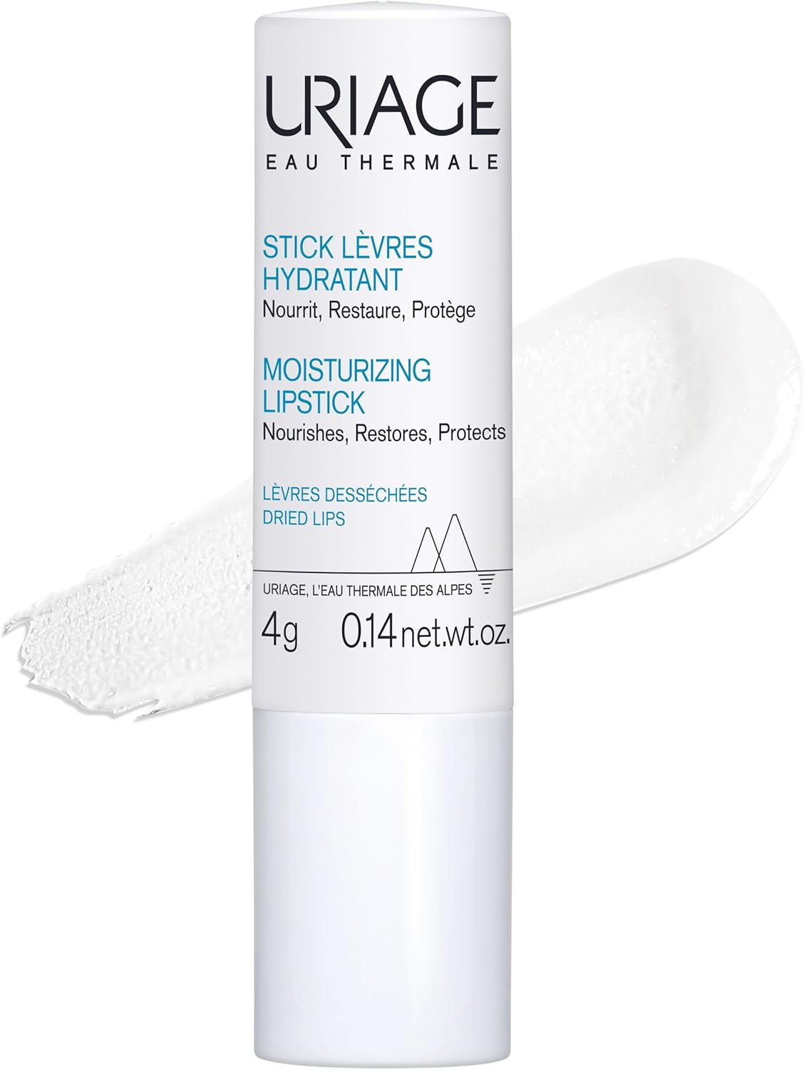 Uriage Eau Thermale Moisturizing Lipstick 4g - With Shea Butter & Borage Oil - Nourrishes, Restores, Protects - Long-Lasting - Very Dry & Irritated Lips