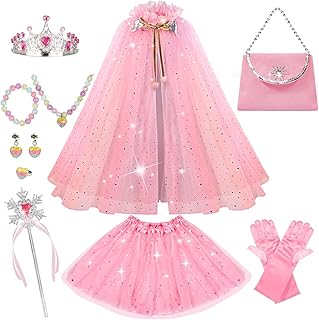 Meland Princess Dress up Clothes for Little Girl, 11Pcs Princess Cape with Crown, Princess Dresses for Girl 3-8 Birthday Gift