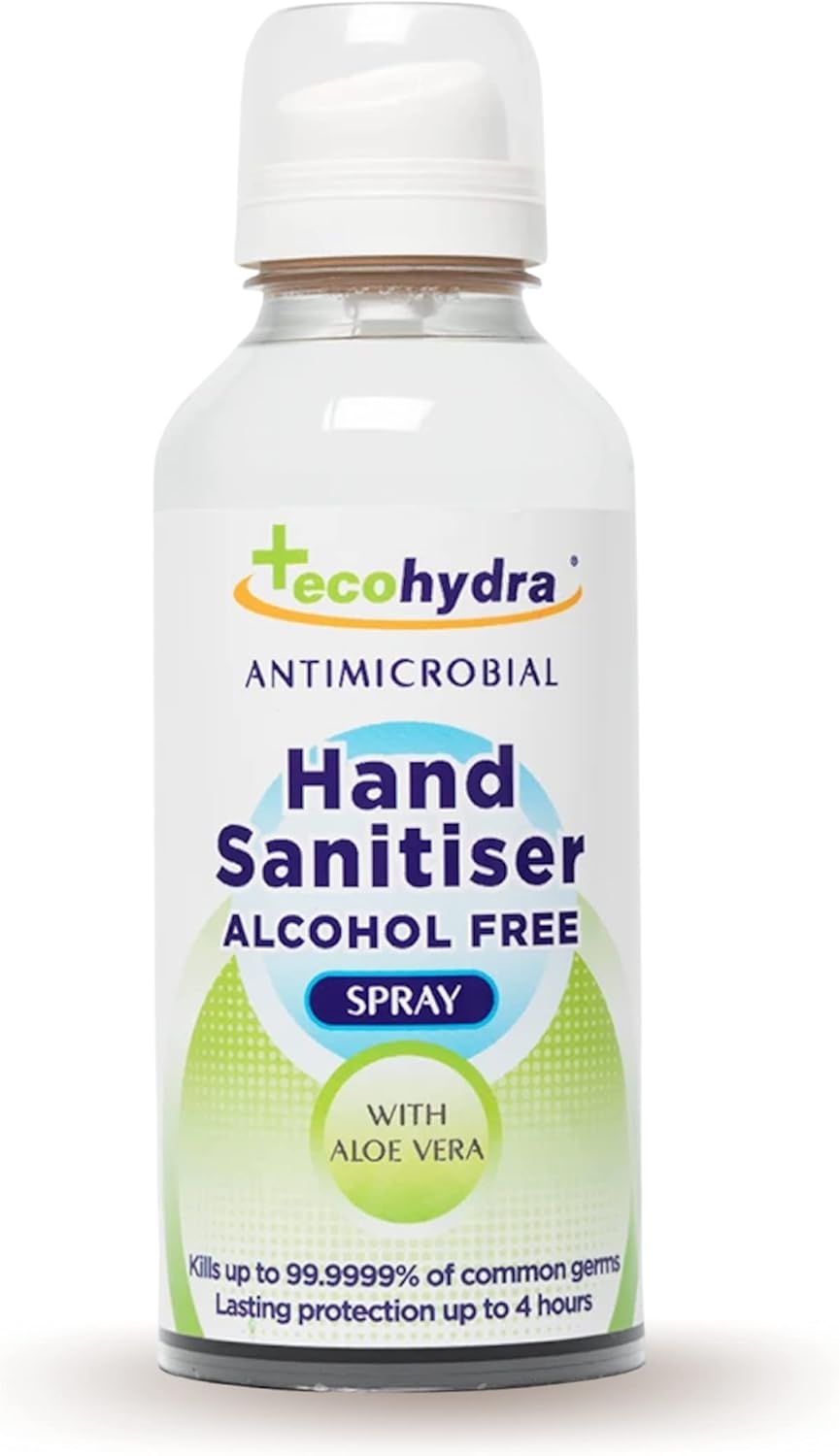 EcoHydra Alcohol Free Hand Sanitiser Spray - 100ml | NHS Approved, Hospital Grade Sanitiser | Kills Up To 99.9999% of Bacteria and Viruses | Kind On Skin, Safe For Children, Unscented
