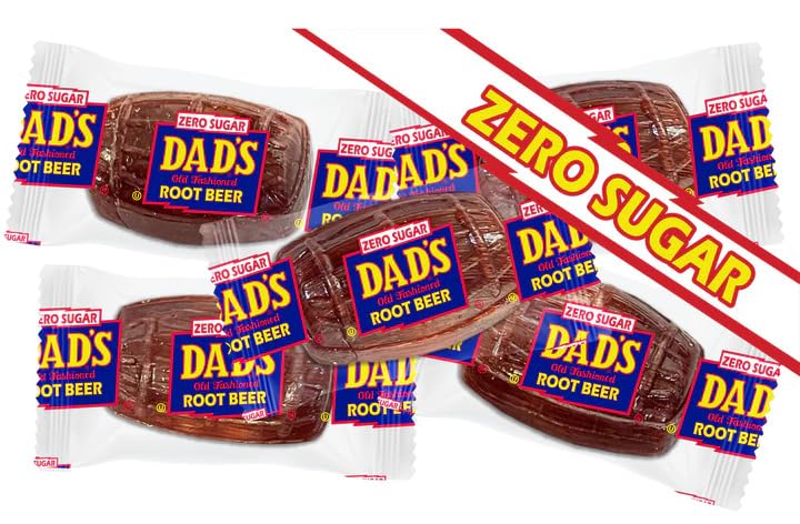 Dad's Sugar Free Root Beer Barrels Hard Candy, Individually Wrapped in Resealable Bag. (2 Pound)