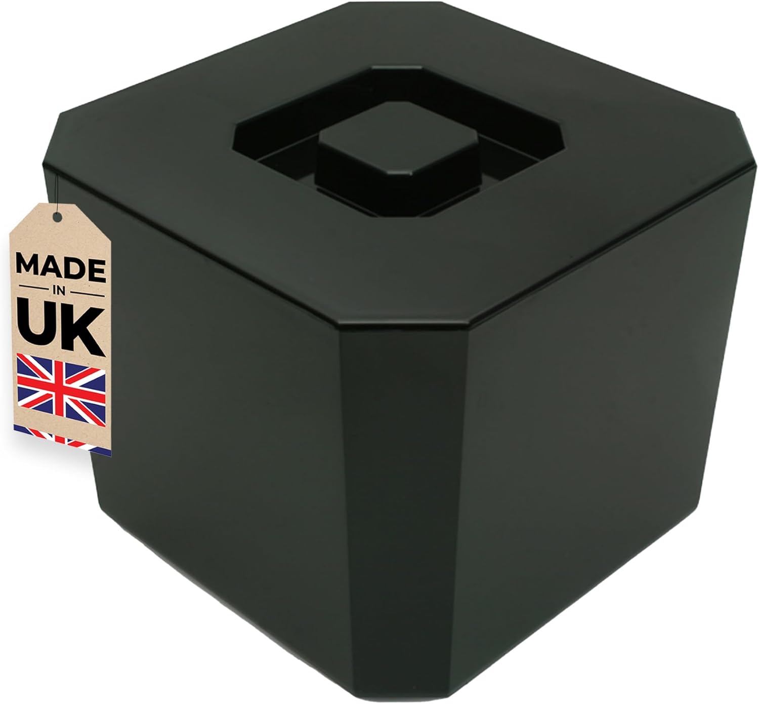 Ice Bucket with Lid Black, 6 Litre, Octagonal & Double Walled Insulation, BPA Free, Ice Buckets, Ice Buckets for Parties, UK Made, Perfect for Home Bars, Bar Accessories, Pubs, BBQs and Picnics