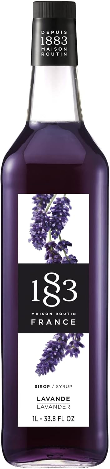 1883 Maison Routin Premium Lavender Syrup for Iced Tea, Coffee, Cocktails, Mocktails, Desserts Glass 1L