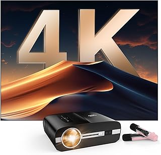 Ultra HD 4K Projector with WiFi Bluetooth Apps, LED Smart TV Projectors 4K Home Theater HDMI USB 1000ANSI Daytime Proyector for Ceiling Movie Gaming Indoor Daylight Bedroom,Auto Focus Black
