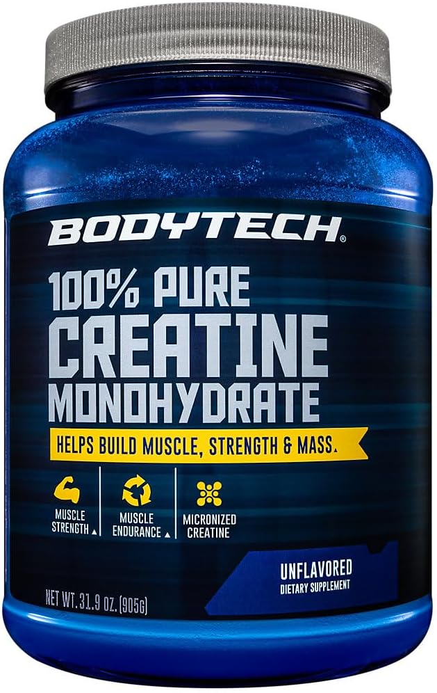 BODYTECH 100% Pure Creatine Monohydrate Powder - Enhanced Muscle Strength, Performance, and Recovery - Supports Increased Exercise Capacity and Overall Fitness (31.9 oz / 181 Servings)