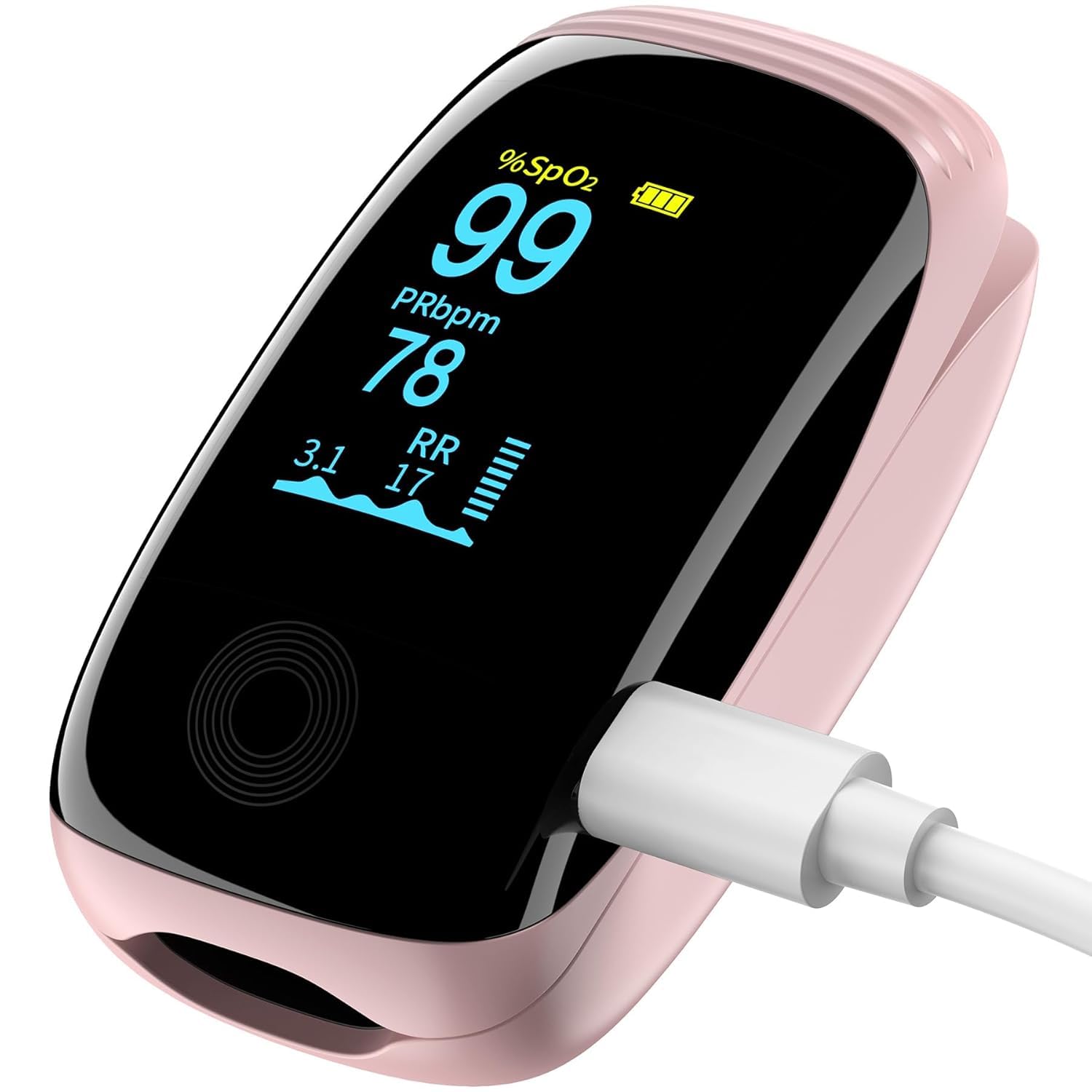 Finger Pulse Oximeter, Fingertip Blood Oxygen Saturation with Pulse Monitor, Oximeter with Lanyard, Pulse Oximeter for Sport and aviation use (pink)