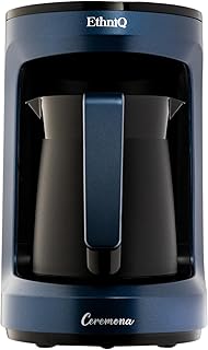 ETHNIQ Turkish Coffee Maker - 100% BPA Free, 120V, 1 to 4 Cup Brewing Capacity with Cook Sense Technology for Delicious Cup of Turkish & Greek Coffee, Turkish Coffee Pot - Blue