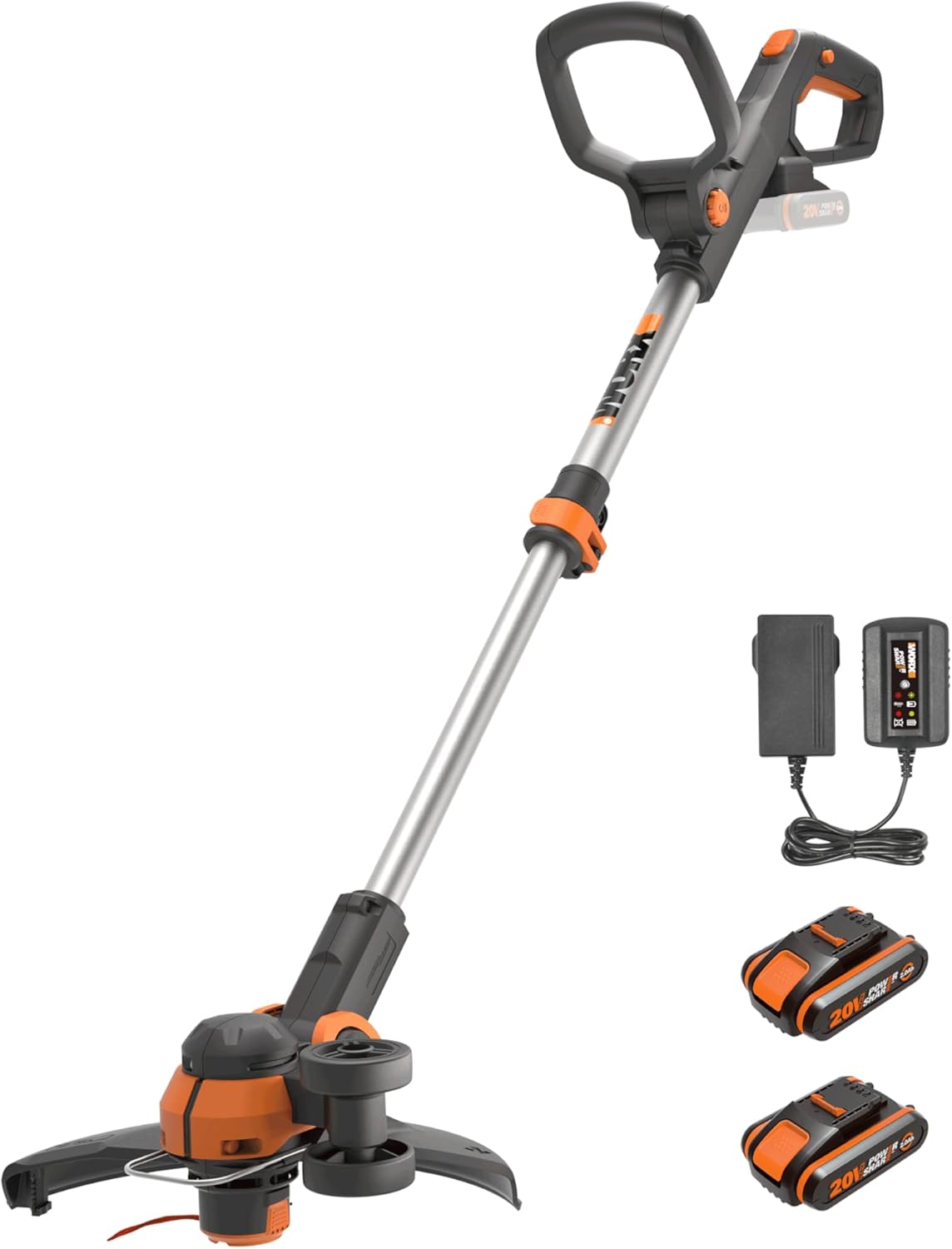WORX WG163E 18V (20V MAX) Cordless Grass Trimmer With Command Feed And 2 Batteries Strimmer Line Strimmers Edge Cutter Black