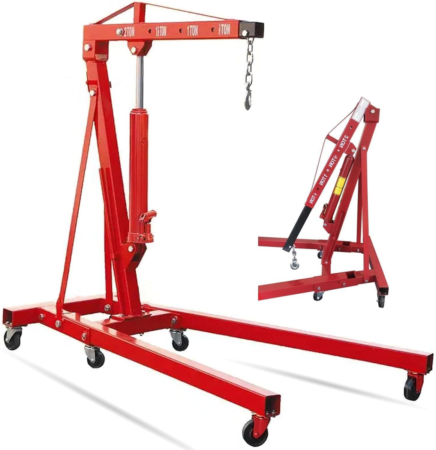 2 Ton Engine Hoist Foldable Cherry Picker (Red)