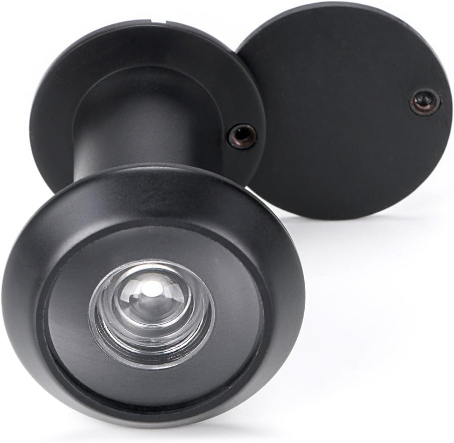 Sumnacon Safety Door Viewer,Solid Brass 220-degree Door Viewer/Peephole with Heavy Duty Rotating Privacy Cover for 1-3/8" to 2-1/6" Doors, Sturdy Door Viewer for Home Office Hotel (Black)